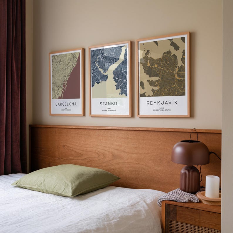 Set of 3 Custom City Map Prints: Personalized Travel Poster Wall Art image 7