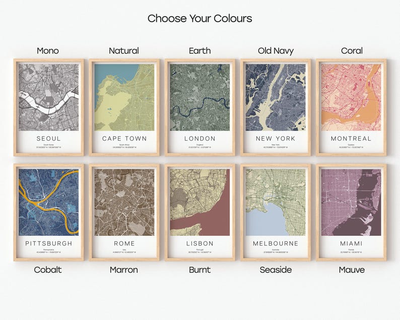 Set of 3 Custom City Map Prints: Personalized Travel Poster Wall Art image 3