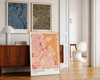 Set of 3 Custom City Map Prints – Personalized Travel Map Poster Wall Art