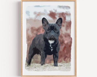 Custom Pet Portrait, Personalized Dog Illustration, Dog Cat Wall Art, Hand Drawn Pet, Pet Memorial Ideas