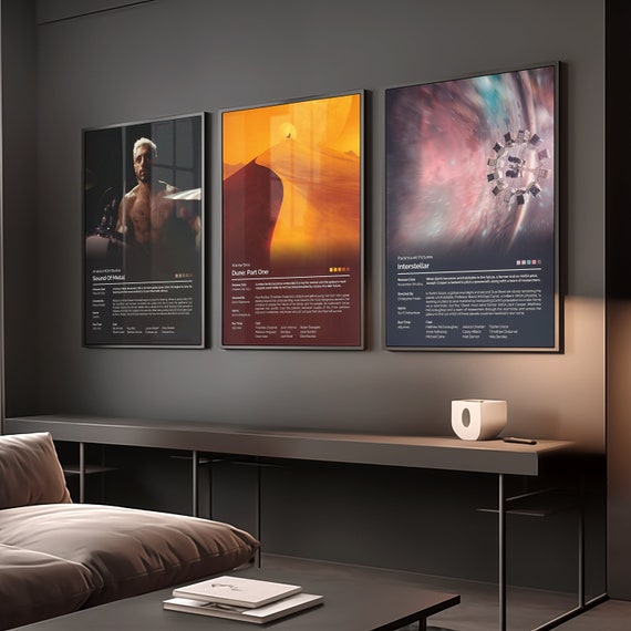 Set di 3 pacchetti di poster di film personalizzati, poster minimalisti, decorazioni da parete, regalo personalizzato, poster di film, scegli il tuo film