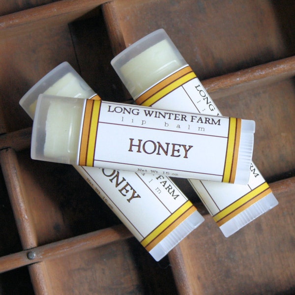 Honey Lip Balm - One Tube Beeswax Shea Cocoa Butter Jojoba