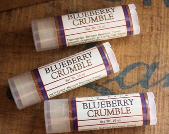 Blueberry Crumble Lip Balm - One Tube Beeswax Shea Cocoa Butter Jojoba LIMITED EDITION