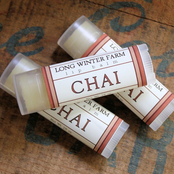 Chai Lip Balm - One Tube Beeswax Shea Cocoa Butter Jojoba