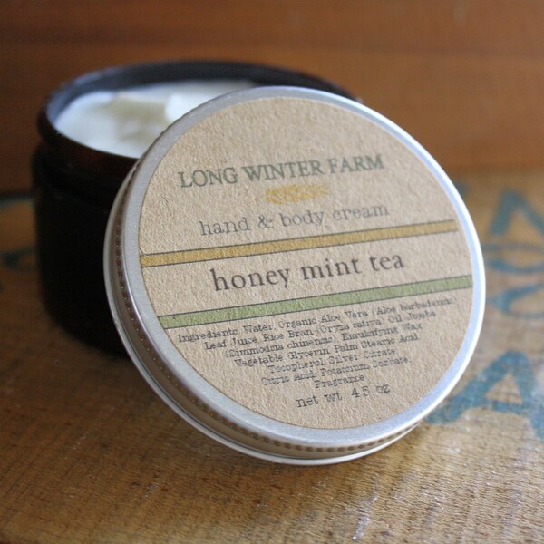 Honey Mint Tea Skin Cream with Organic Aloe Juice Lotion