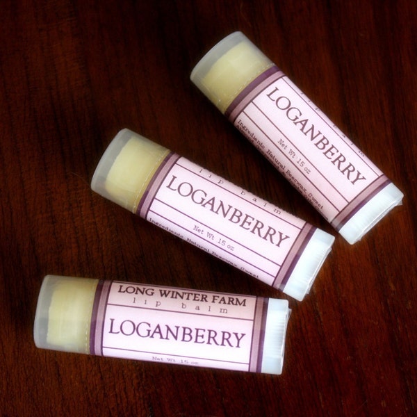 Loganberry Lip Balm - One Tube Beeswax Shea Cocoa Butter Jojoba LIMITED EDITION