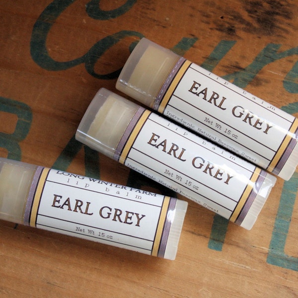 Earl Grey Lip Balm - One Tube Beeswax Shea Cocoa Butter Jojoba LIMITED EDITION