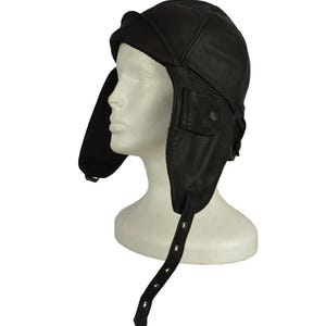 Czapka pilota do hełmu lotniczego w stylu vintage, skórzana podszewka, 100% bawełna, kolor czarny, z goglami