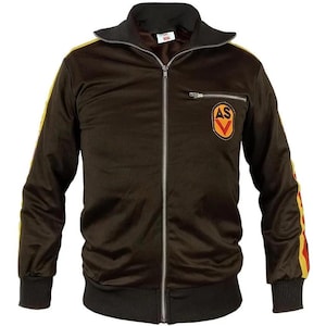 Vintage Retro ASV Track Jacket, Black DDR-Inspired Retro Sportswear with Embroidered Patch
