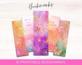 10 Floral Bookmarks Watercolour Bookmark Sublimation Bundle Book Lover Bookmark Designs DIGITAL DOWNLOAD