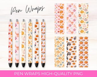 Thanksgiving Pen Wraps: Pumpkin, Turkey, Autumn Designs (Digital Download)