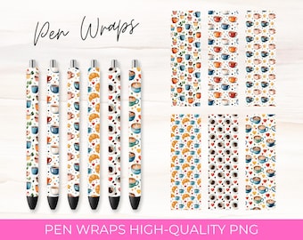 Coffee Pen Wraps, Coffee Cup Pattern (Digital Download)