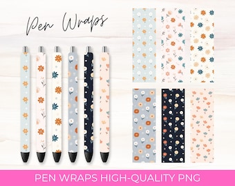 Boho Floral Pen Wraps Bundle: Sublimation Designs (Digital Download)