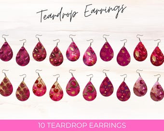 10 Teardrop Ohrringe Sublimation Bundle Kirsche Ohrringe Design Kirschen Ohrringe Muster DIGITAL DOWNLOAD