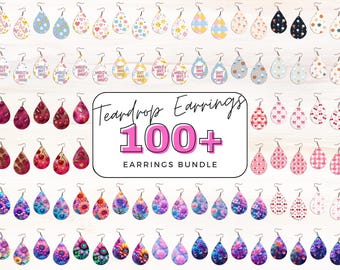 Teardrop Earrings Sublimation Designs Bundle: 100+ PNG Files (Digital Download