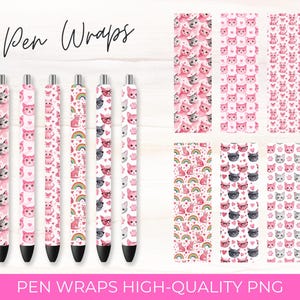 Cat Pen Wraps, Rosa Sublimationsentwürfe (Digitaler Download)