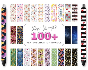 Pen Wraps Bundle: 100+ Sublimation Designs - Teacher, Floral, Space (Digital Download)