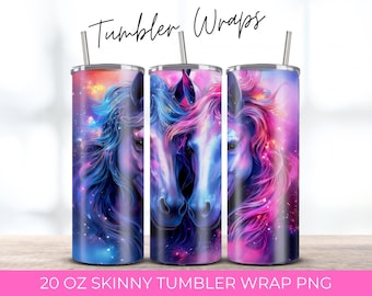 Horses Tumbler Wrap Design: 20 Oz Skinny Tumbler Sublimation PNG (Digital Download)