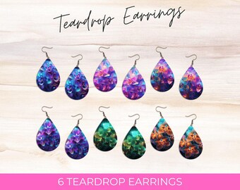 6 leuchtende Orchideen-Tropfenohrring-Designs (Digitaler Download)
