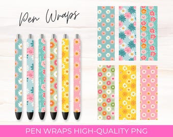 Happy Flowers Pen Wraps Bundle: Colorful Floral Designs (Digital Download)