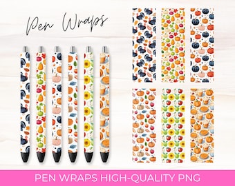 Thanksgiving Pen Wrap Designs: Autumn Pumpkin Sublimation (Digital Download)