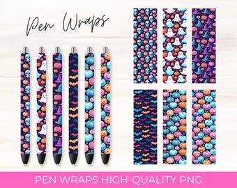 Halloween Pen Wrap Designs: Pumpkin Skull Sublimation Bundle (PNG Digital Download)