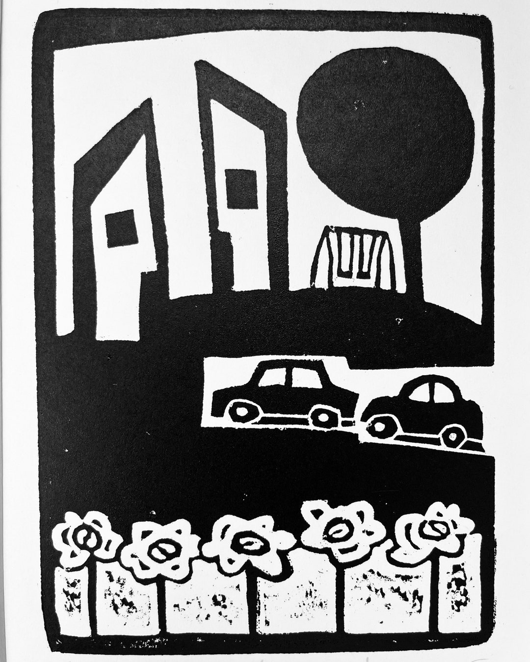 Divided House a Woodcut Print by Chris Plummer Etsy