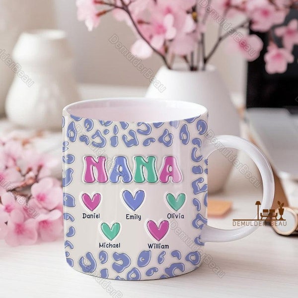 Personalized Mom Coffee Mug, Mother Day Mug, Mother's Day Gift, 3D Inflated Effect Printed Mug, Gift For Mom Grandma