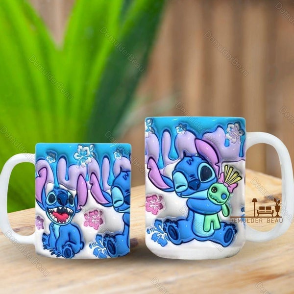 Stitch 3D Inflated Effect Mug, Stitch Ohana Mug, Stitch Coffee Mug, Disney Stitch Mug, Cute Stitch Cup, Stitch Fan Gift, Gift For Kid