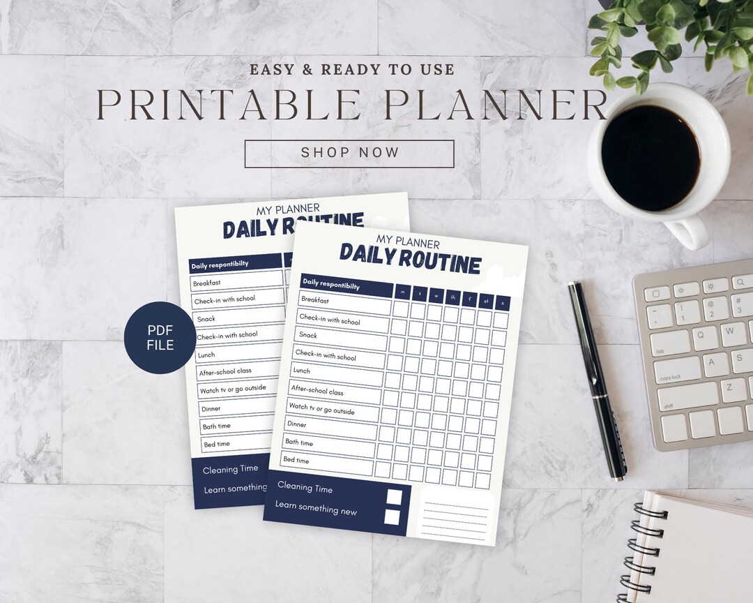 Printable Chore Charts Productivity Planner Printable Minimalist ...
