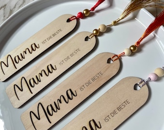 Beautiful Mother's Day bookmark with laser engraving and tassel for the mom who loves reading!