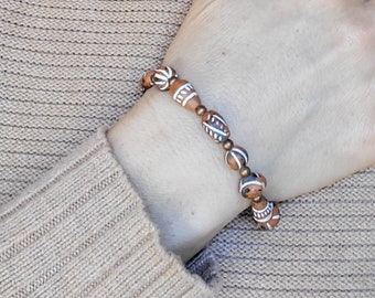 Clay bead bracelets | earthy jewelry | trendy bracelet | handmade jewelry | one of a kind beaded bracelets for women | large wrist | brown
