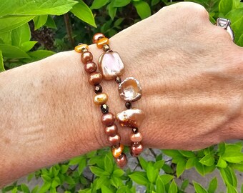 Freshwater Pearl bracelets | bronze brown copper beaded bracelets for women | clasp style bracelets sold separately | artisan jewelry Canada
