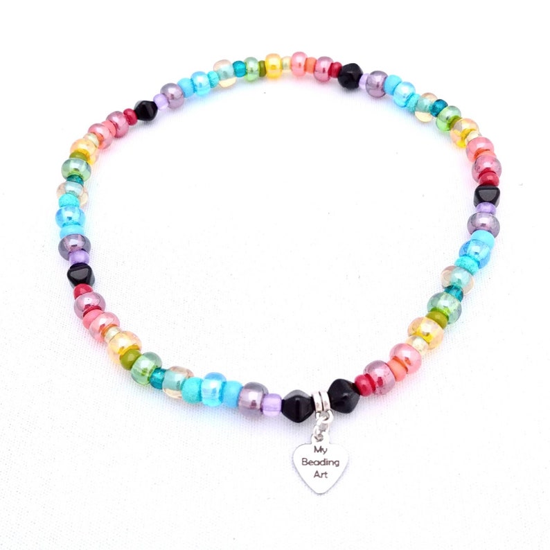 stretchy bead anklet girlfriend gift one of a kind anklet boho anklet large anklets for women colorful ankle bracelet Rainbow anklet