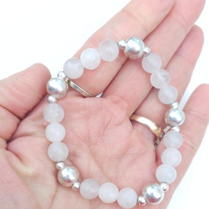 Purple gemstone bracelet | amethyst, rose quartz, jasper, 925 sterling silver | Beaded stretchy stackable bracelets women | handmade jewelry Amethyst & silver