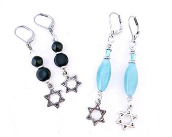 Jewish star earrings | Jewish jewelry earrings | Judaica jewelry | Judaica gifts | Magen David | bead earrings | Israel support jewelry