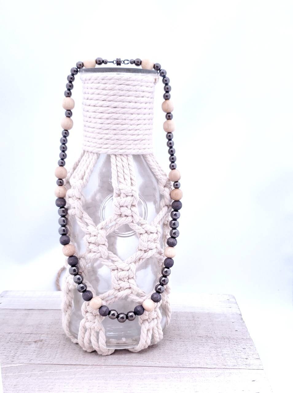 Collar unisex de metal y madera con cierre magnético collares | Etsy