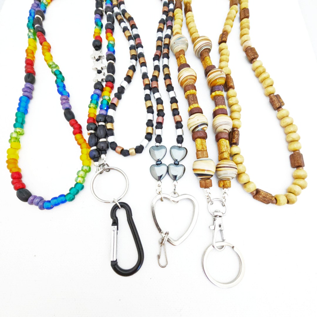 Beaded Lanyard for Id Badge Beaded Teacher Lanyard Etsy