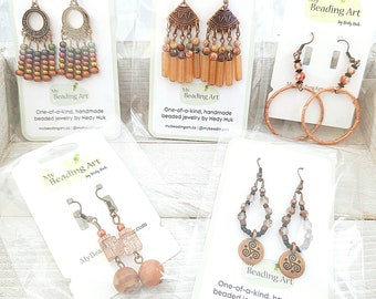Handmade earrings | copper beaded earrings for women | Loop earrings | hoops chandelier gemstone earrings | aventurine jasper malachite