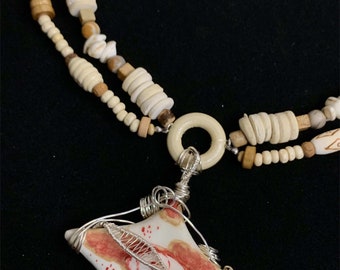 Handmade artist-made wooden bead necklace