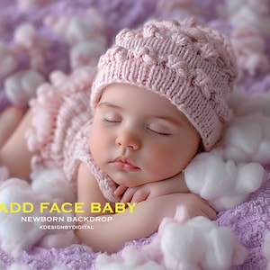 Newborn Digital Photography Backdrop Baby Face Insertion Digital Background, Add Face Digital Composite Photo.