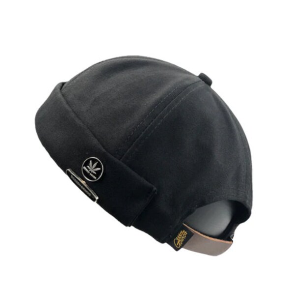 Homme Bonnets Docker Casquette Bonnet Bonnet marin Bonnet ouvrier revers retroussé Bonnet rétro sans bord