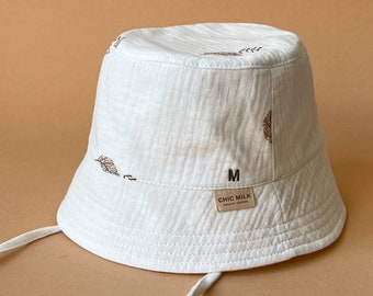 Sombrero de sol de muselina para bebé, sombrero personalizado, sombrero de sol para bebé, sombrero personalizado para bebé cubo, sombrero de verano para niños, sombrero de cubo de playa para niños, sombrero personalizado de muselina