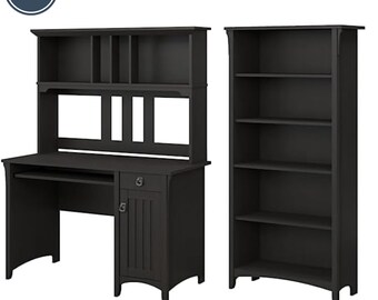 Computer Furniture: Drawer-equipped Study Table, Cupboards, Pull-out Keyboard/, and Tall Bookshelf for Living Room and Home Office