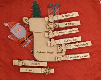 Personalized Christmas Clothespin | Engraved for Christmas | Clothespin | Santa Claus | Christmas Party | Christmas Tree | Gift
