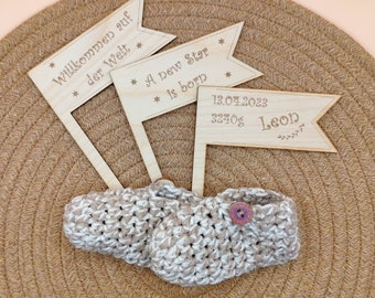 Personalized baby name tag, pennant, flag, baby gift, welcome gift, birth, christening gift, child's name