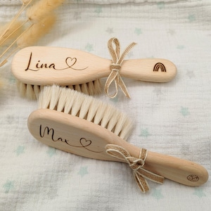 Personalized baby hairbrush | Christening gift | Birth gift | Goat hair hairbrush | Weisat | Children's brush | Wooden hairbrush