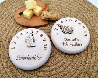 Personalized wine counter, wooden wine stopper, spritzer counter, wasp guard, wine counter, wine spritzer gift, insect protection