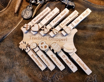 Oktoberfest Glupperl personalisiert | Gravierte Trachten Glupperl | Wäscheklammer | Wiesn Pin | Biergarten | Hochzeit | Dirndl | Lederhosen