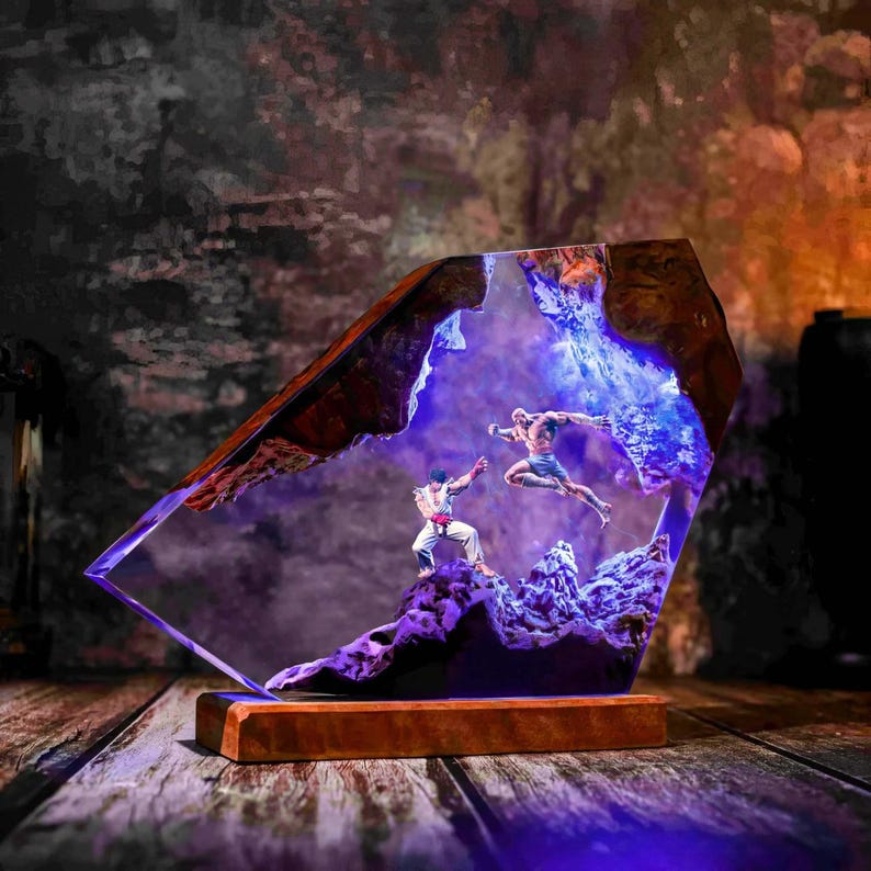 Street Fighter Tiger Battle LED Diorama Night Light, Gaming Desk Decor ...